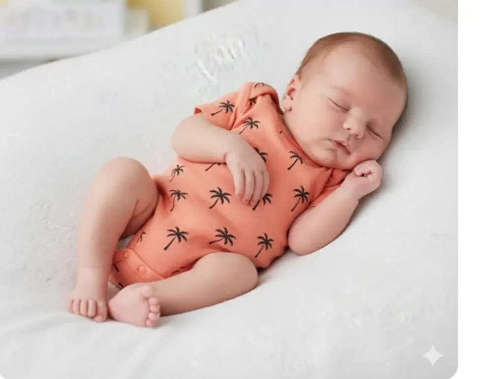 NWT Carters Newborn Baby Girl Coral Palm Tree Snap Button One piece baby Cotton